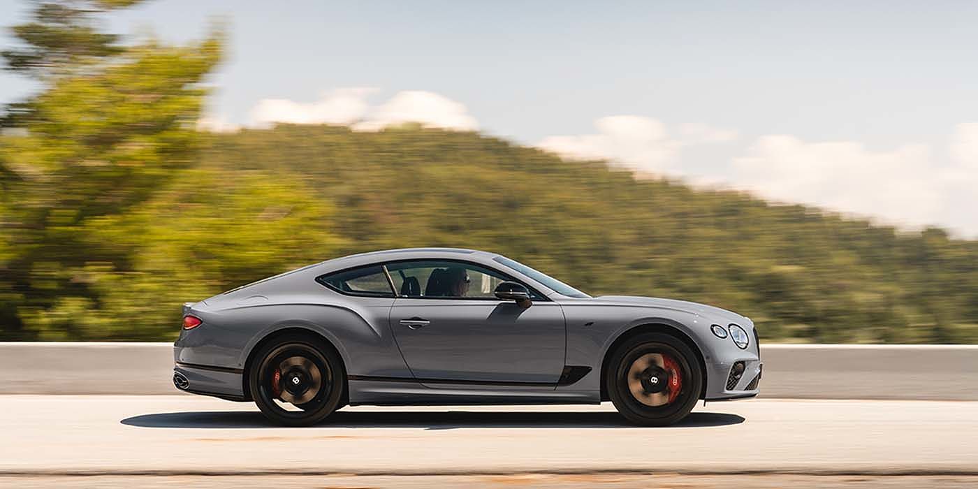 Jack Barclay Bentley Continental GT S coupe in Cambrian Grey paint profile dynamic driving