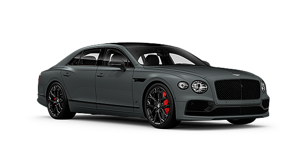 Jack Barclay Bentley Flying Spur S front side angled view in Cambrian Grey coloured exterior. 
