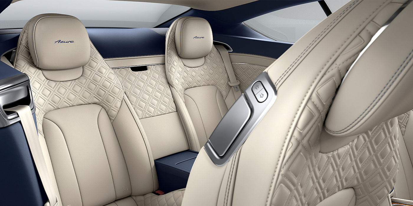 Jack Barclay Bentley Continental GT Azure coupe rear interior in Imperial Blue and Linen hide