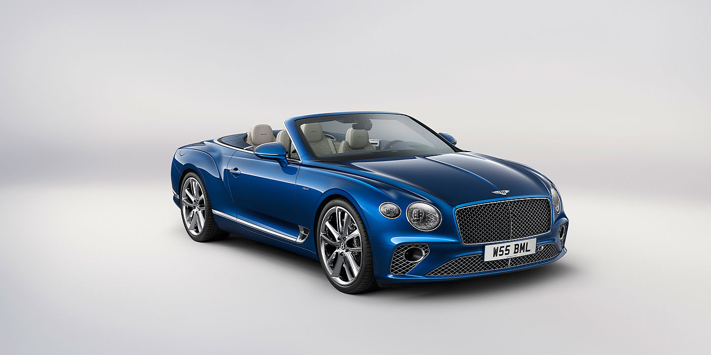 Jack Barclay Bentley Continental GTC Azure convertible in Sequin Blue paint front 34